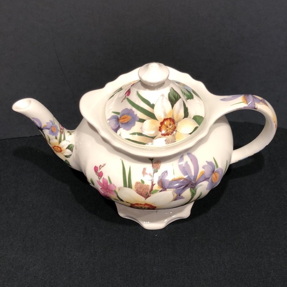 VTG Sadler Spring Floral Teapot Iris Narcissus Wildflowers Made in England EUC ! - Picture 2 of 14
